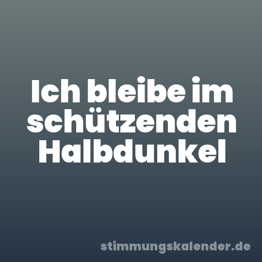 Ich bleibe im schützenden Halbdunkel