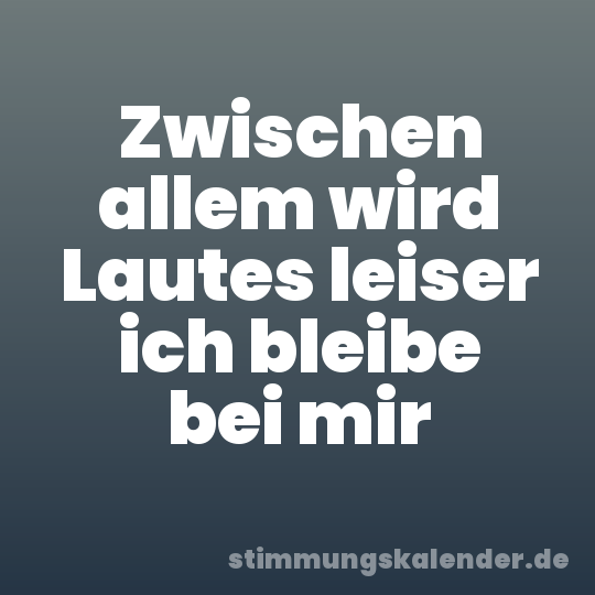 Zwischen allem wird Lautes leiser ich bleibe bei mir