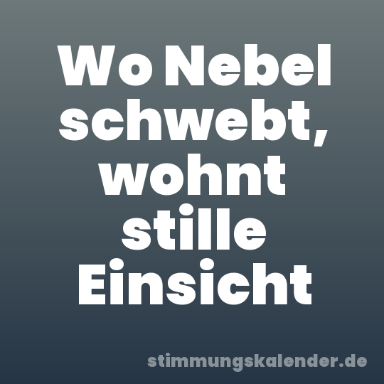 Wo Nebel schwebt, wohnt stille Einsicht