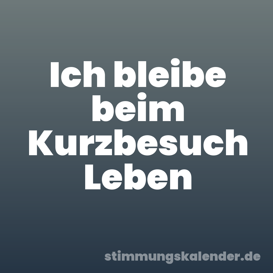 Ich bleibe beim Kurzbesuch Leben