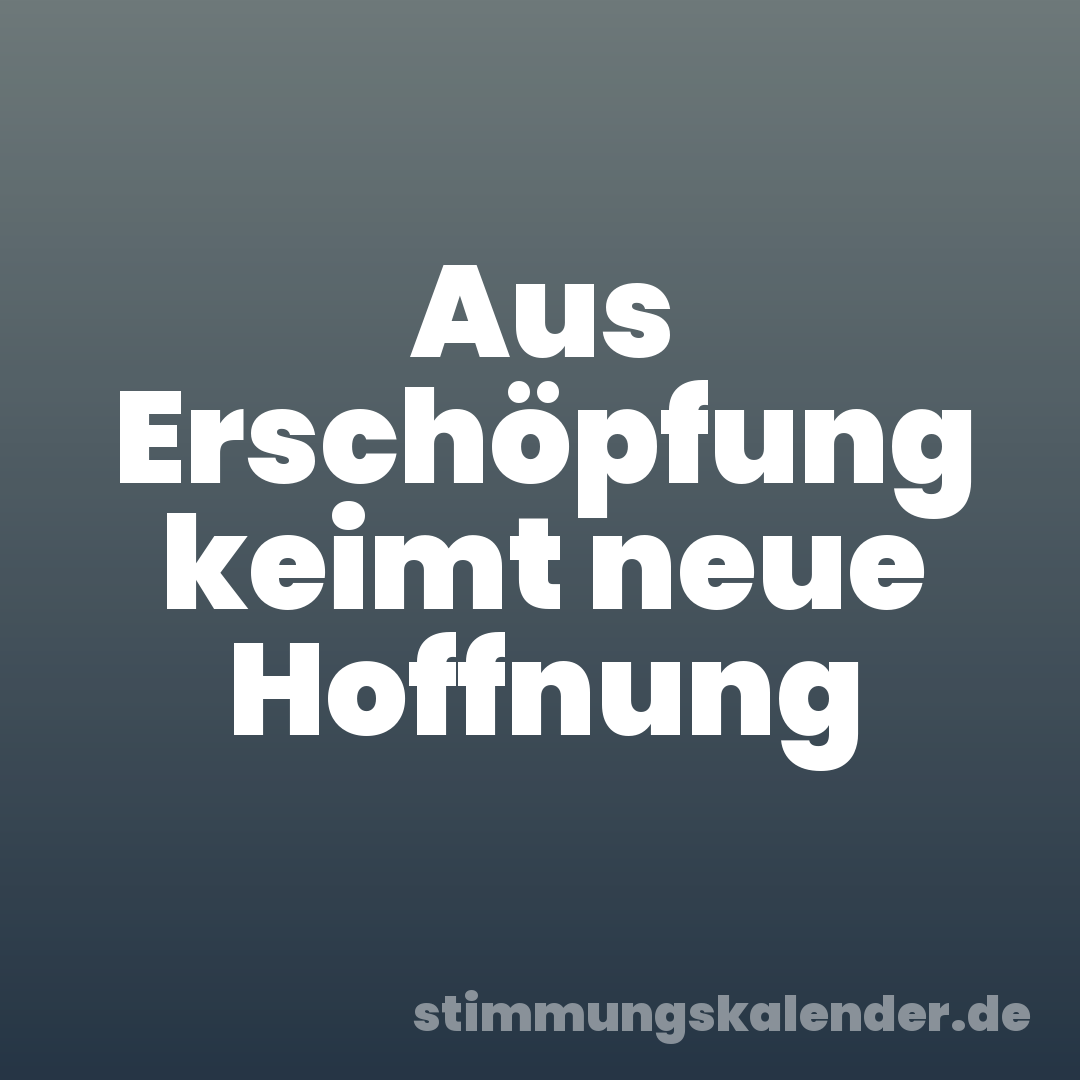 Aus Erschöpfung keimt neue Hoffnung
