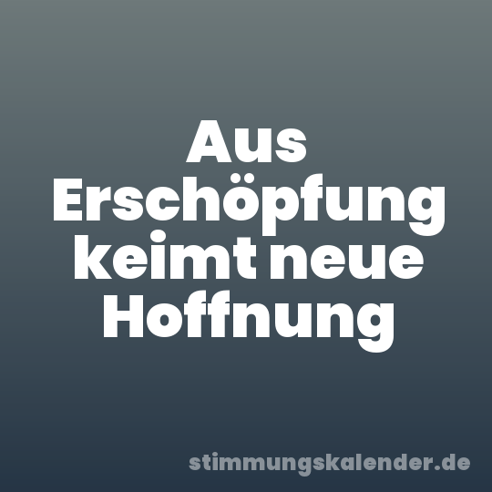 Aus Erschöpfung keimt neue Hoffnung