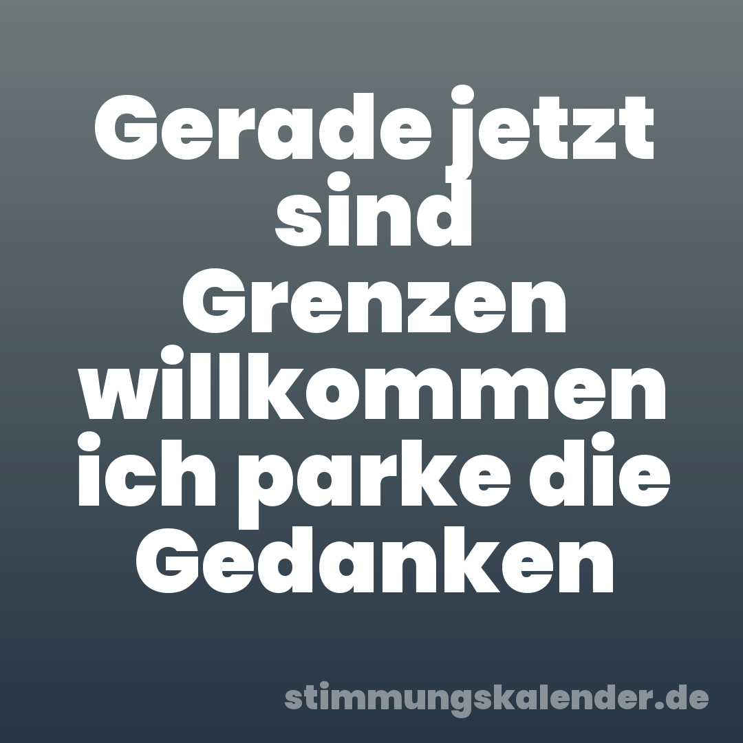 Gerade jetzt sind Grenzen willkommen ich parke die Gedanken