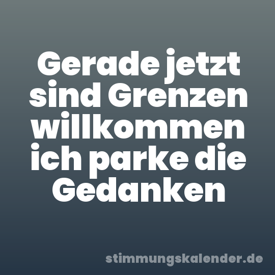 Gerade jetzt sind Grenzen willkommen ich parke die Gedanken