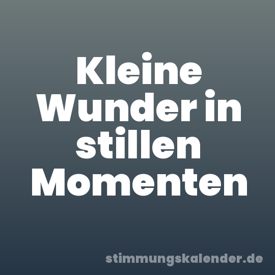 Kleine Wunder in stillen Momenten