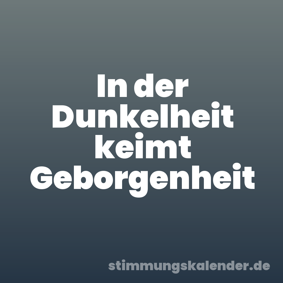 In der Dunkelheit keimt Geborgenheit