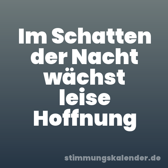Im Schatten der Nacht wächst leise Hoffnung