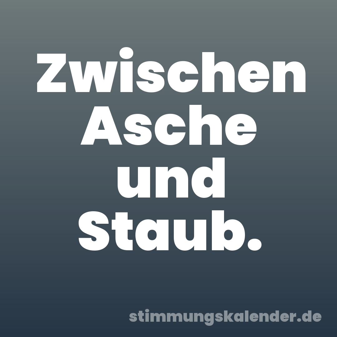 Zwischen Asche und Staub.