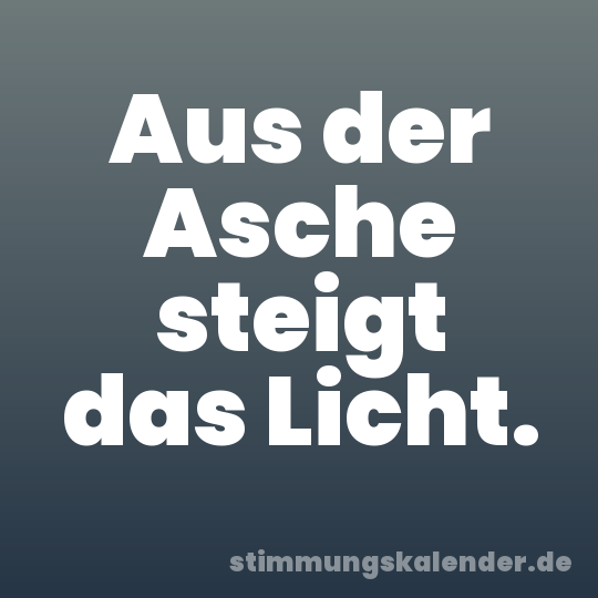 Aus der Asche steigt das Licht.