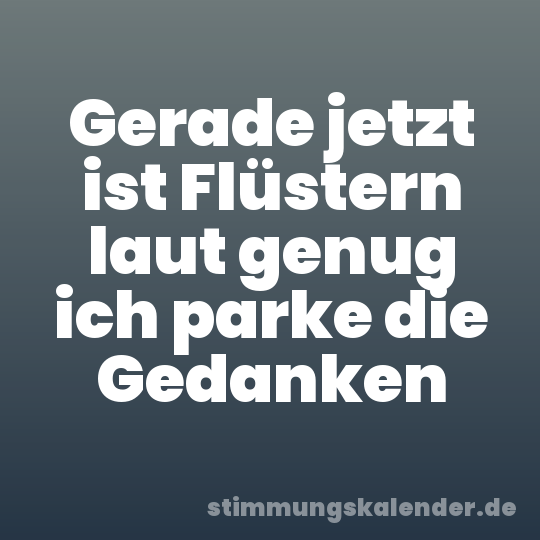Gerade jetzt ist Flüstern laut genug ich parke die Gedanken
