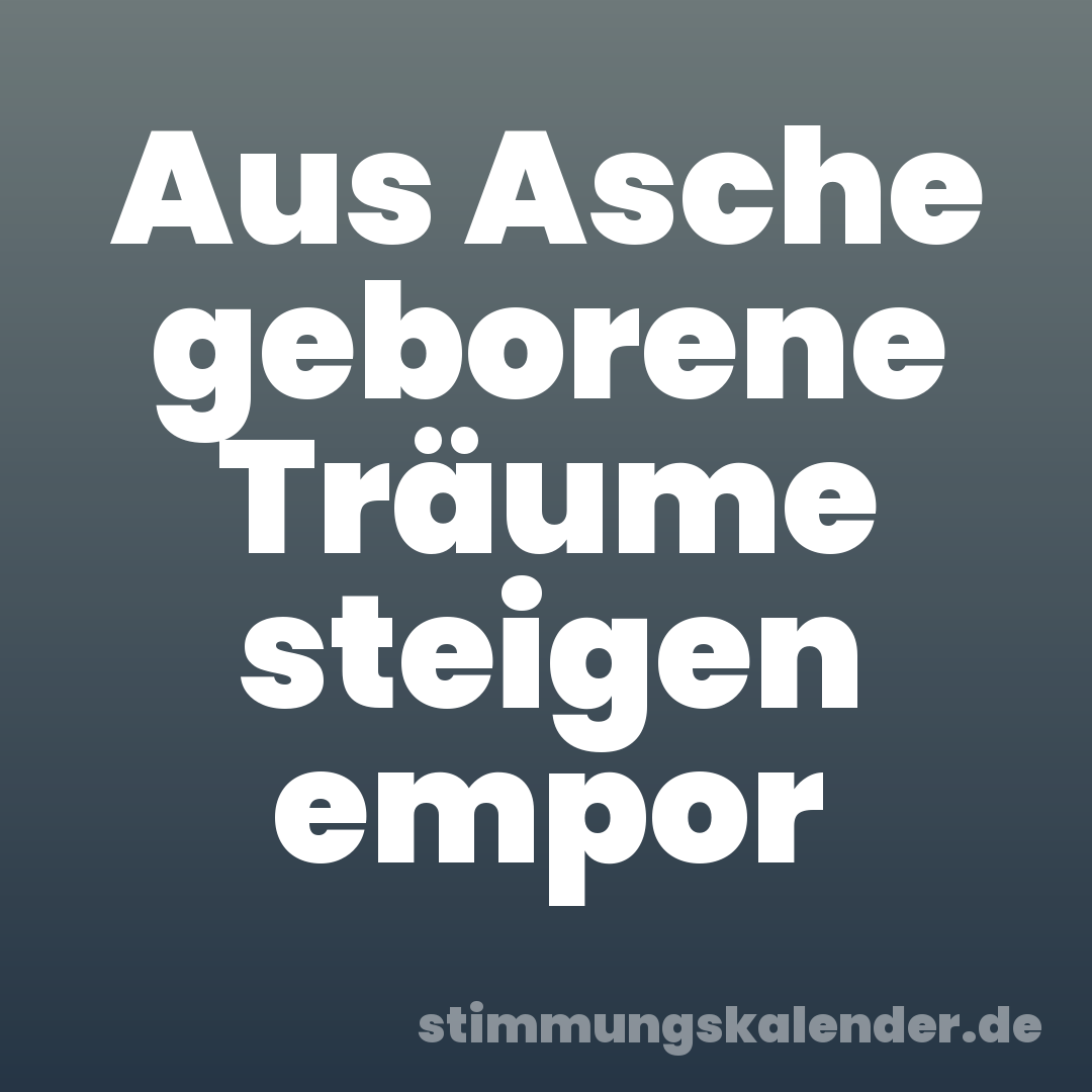 Aus Asche geborene Träume steigen empor