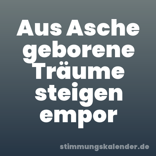 Aus Asche geborene Träume steigen empor