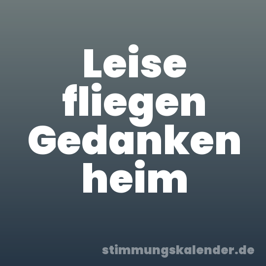 Leise fliegen Gedanken heim