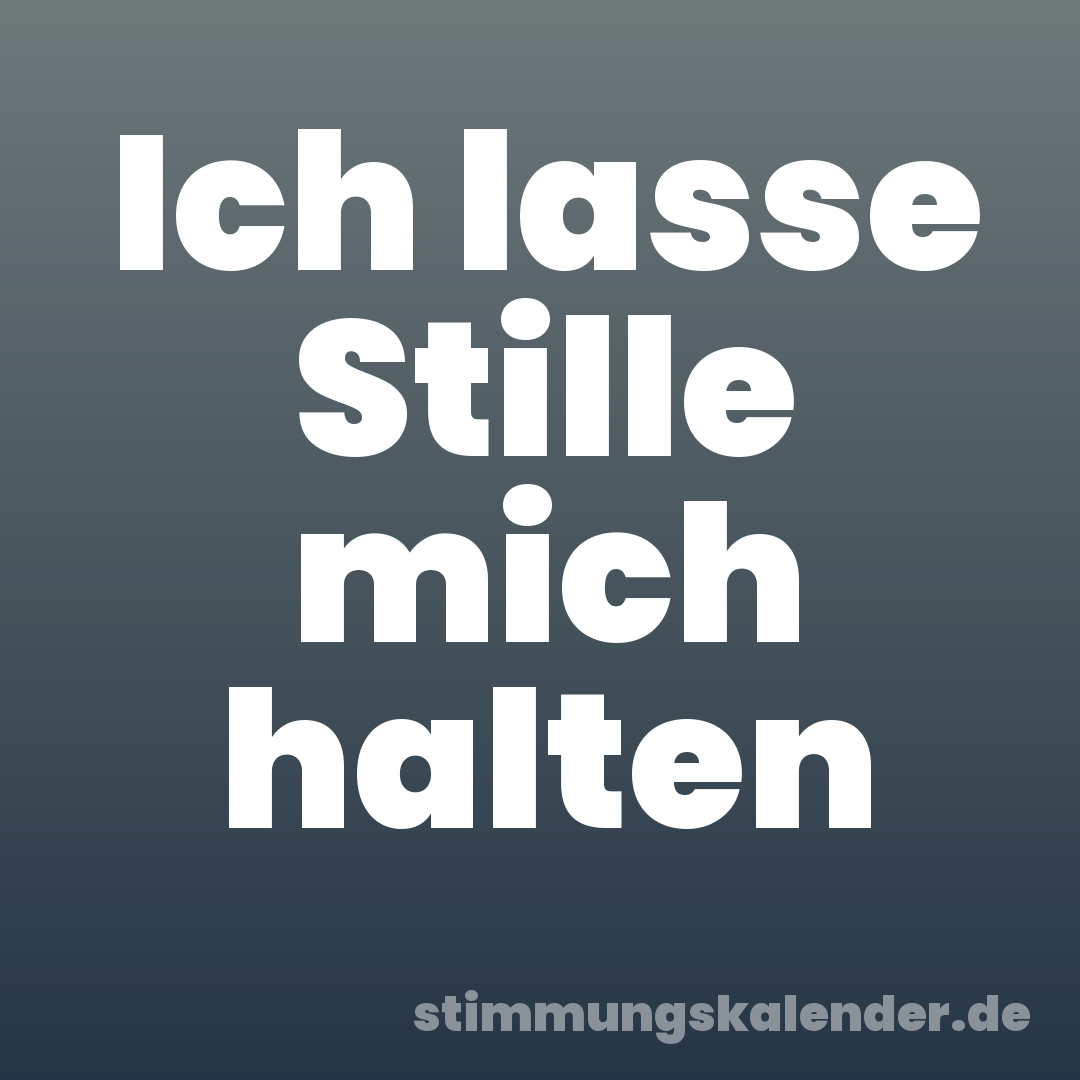 Ich lasse Stille mich halten