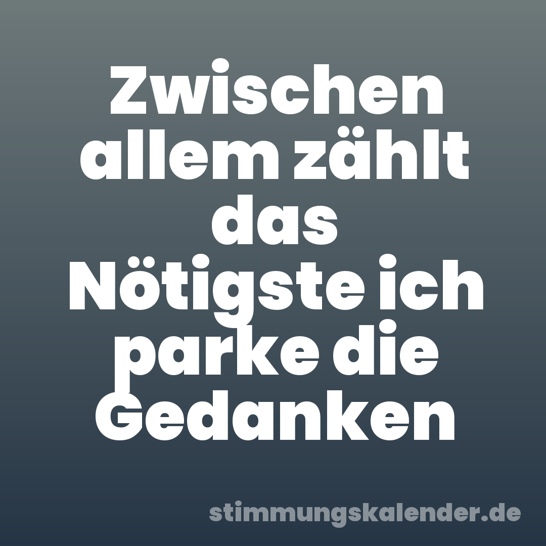 Zwischen allem zählt das Nötigste ich parke die Gedanken