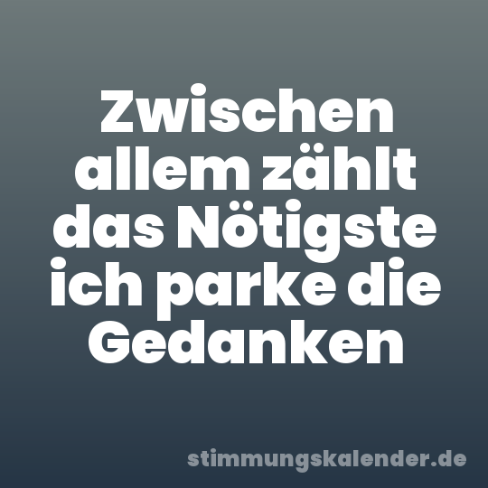 Zwischen allem zählt das Nötigste ich parke die Gedanken