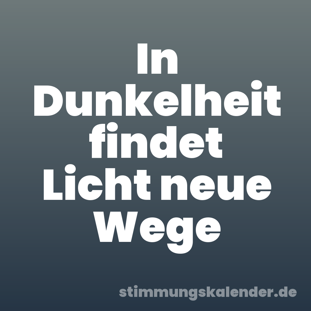 In Dunkelheit findet Licht neue Wege