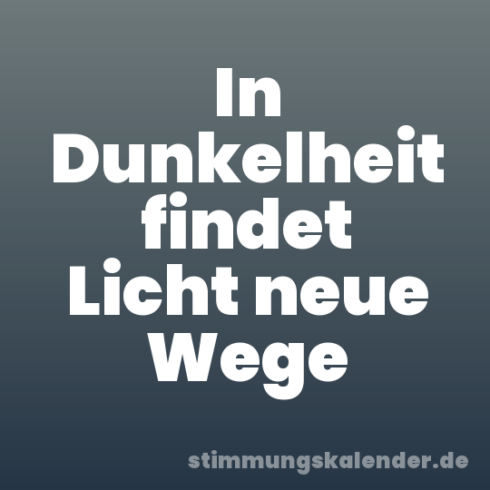 In Dunkelheit findet Licht neue Wege