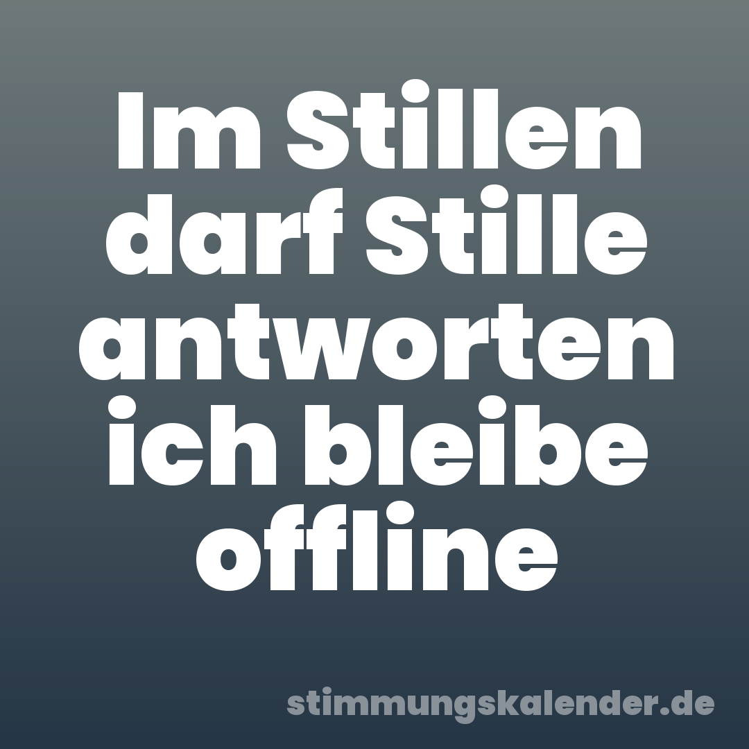 Im Stillen darf Stille antworten ich bleibe offline