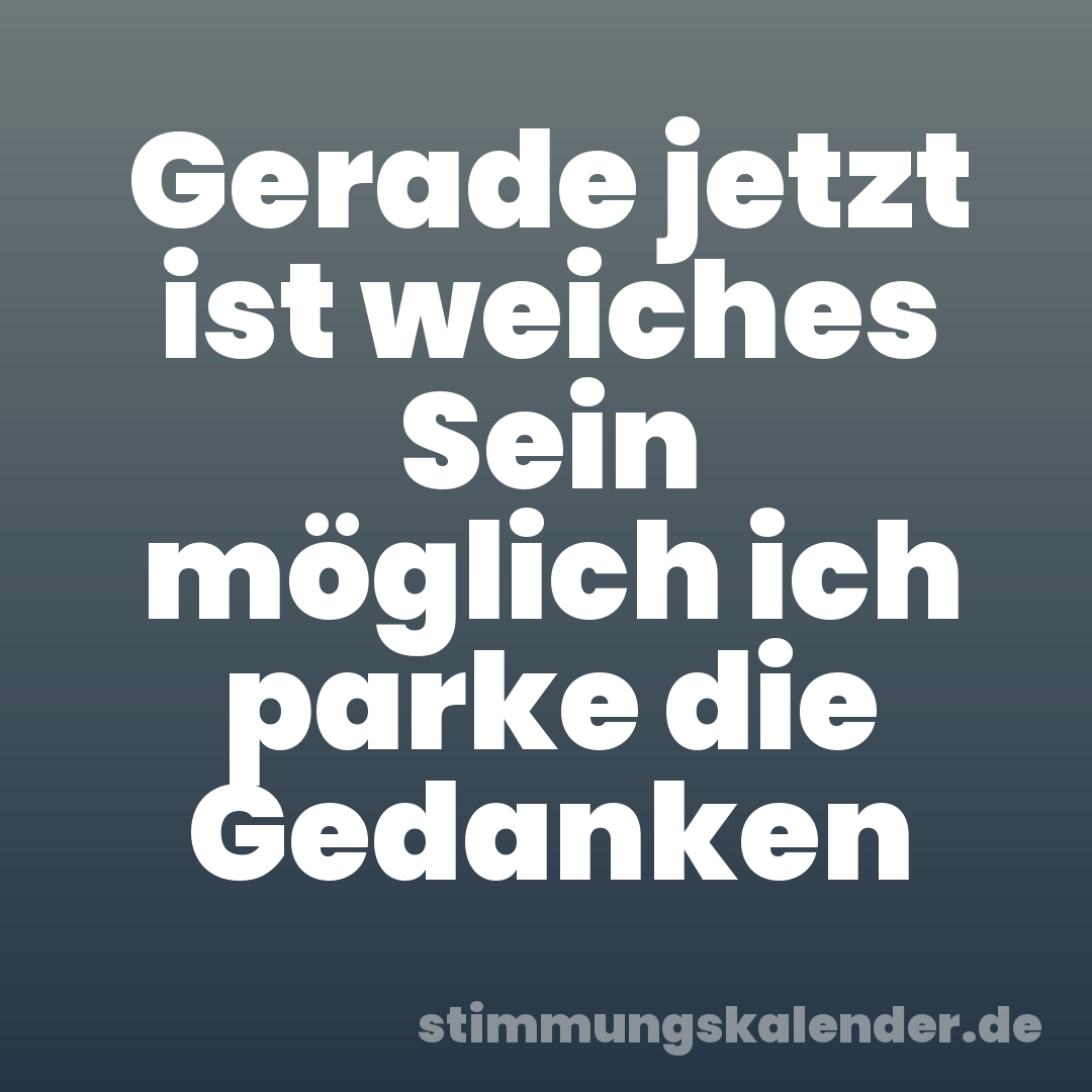 Gerade jetzt ist weiches Sein möglich ich parke die Gedanken