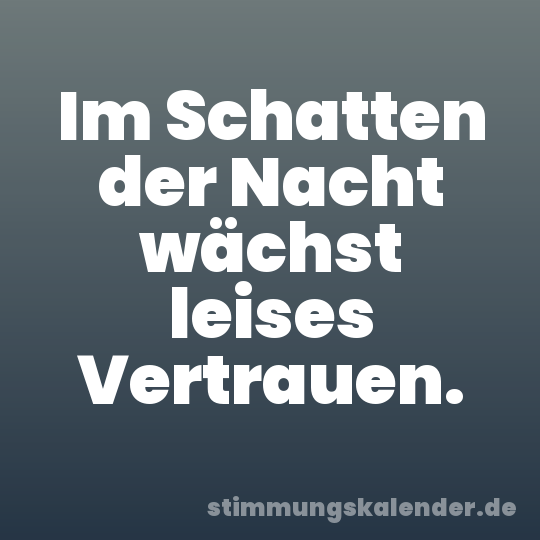Im Schatten der Nacht wächst leises Vertrauen.
