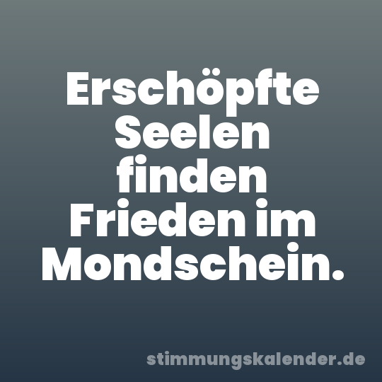 Erschöpfte Seelen finden Frieden im Mondschein.