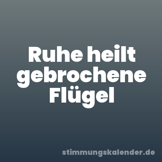 Ruhe heilt gebrochene Flügel