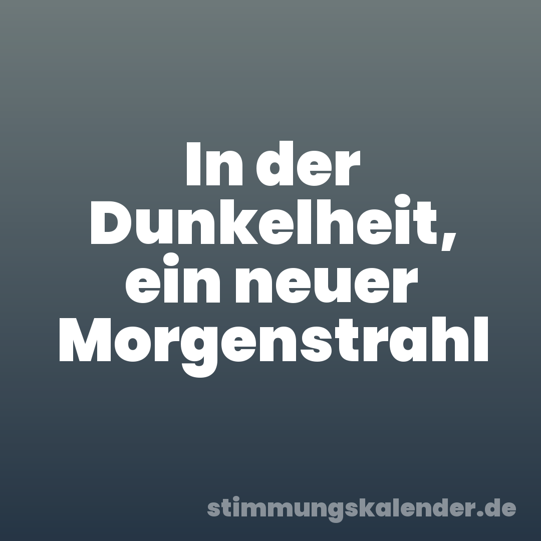 In der Dunkelheit, ein neuer Morgenstrahl