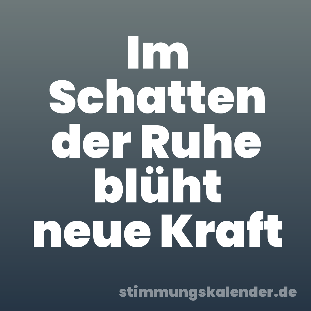 Im Schatten der Ruhe blüht neue Kraft