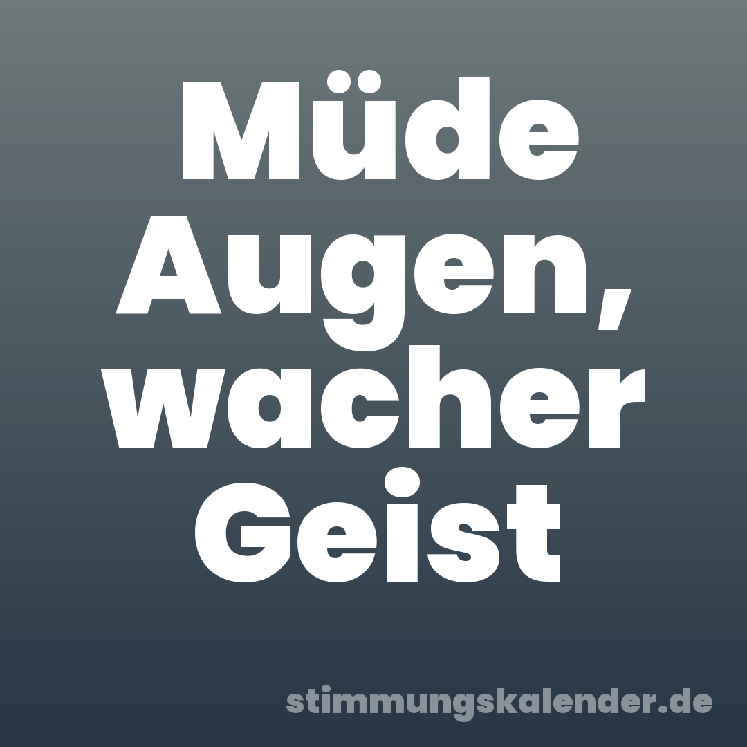 Müde Augen, wacher Geist