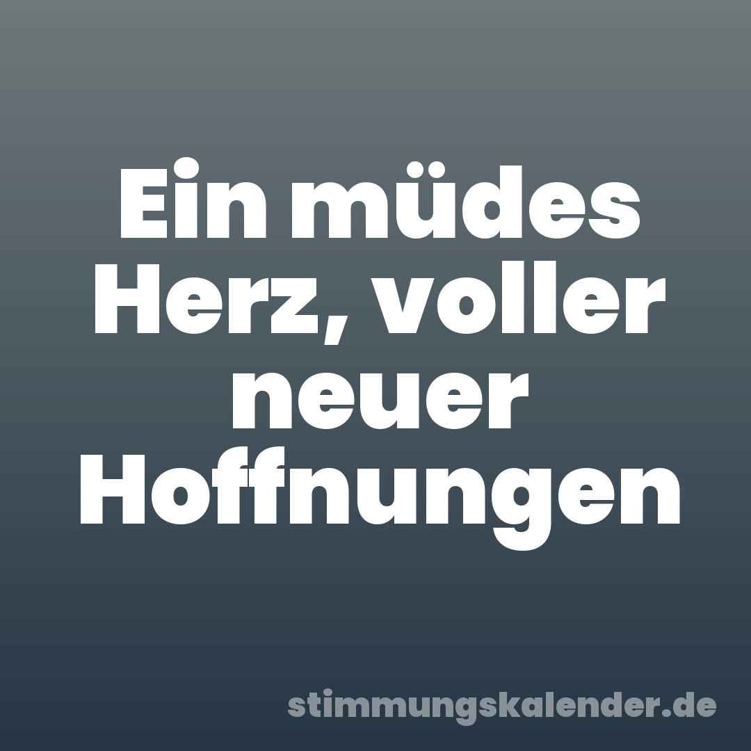 Ein müdes Herz, voller neuer Hoffnungen
