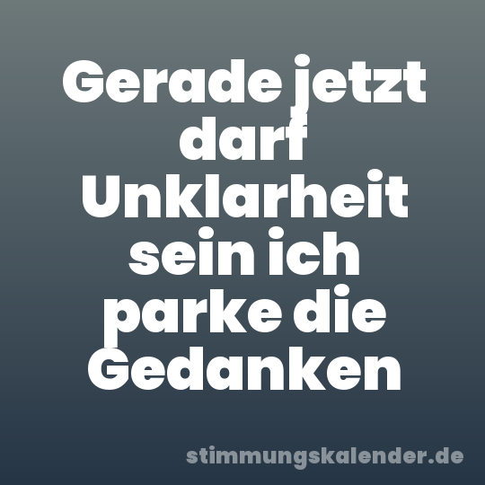 Gerade jetzt darf Unklarheit sein ich parke die Gedanken