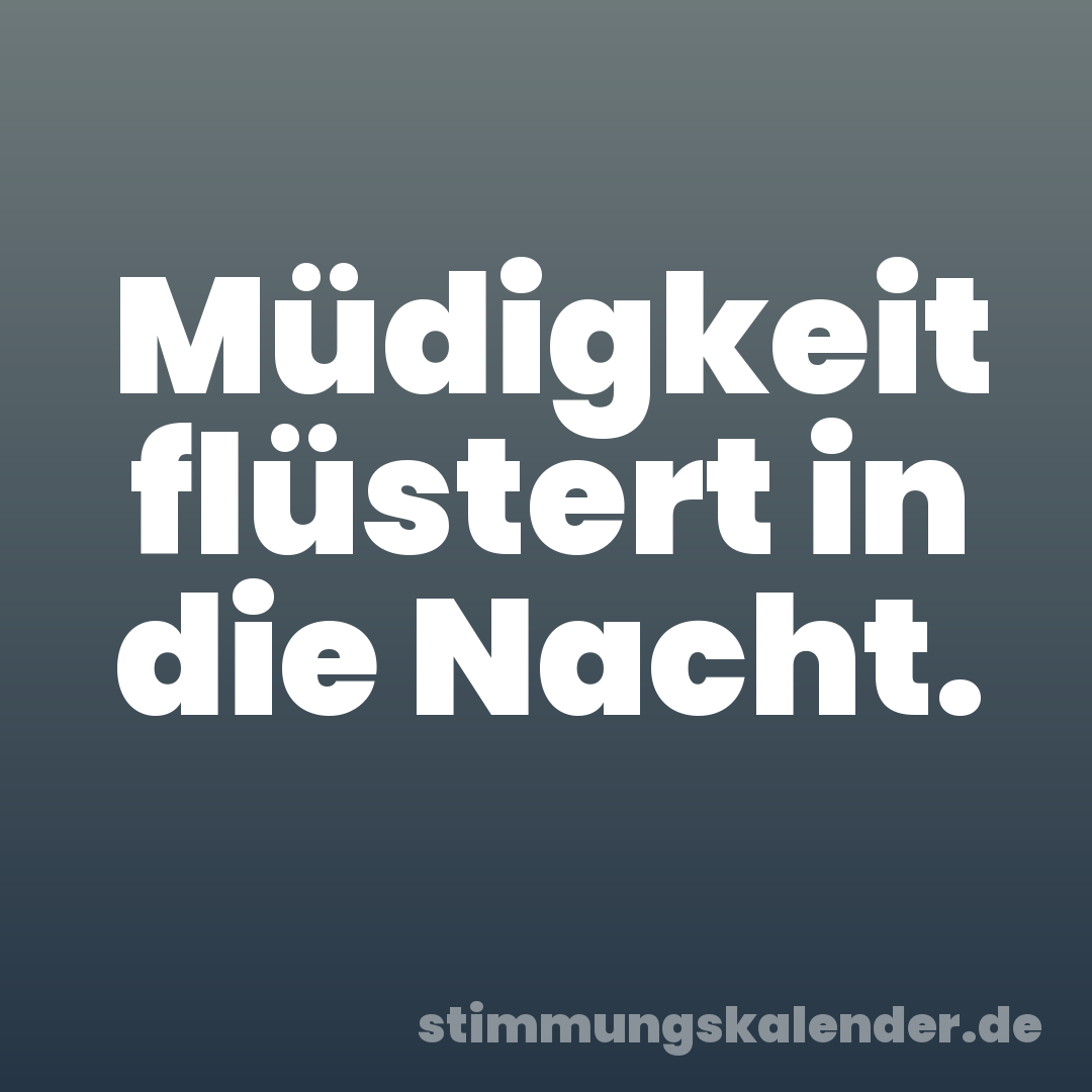 Müdigkeit flüstert in die Nacht.