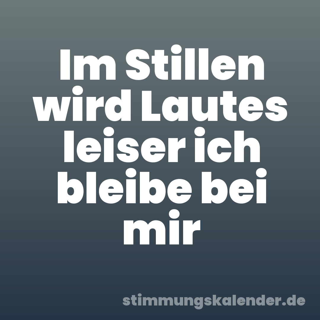 Im Stillen wird Lautes leiser ich bleibe bei mir