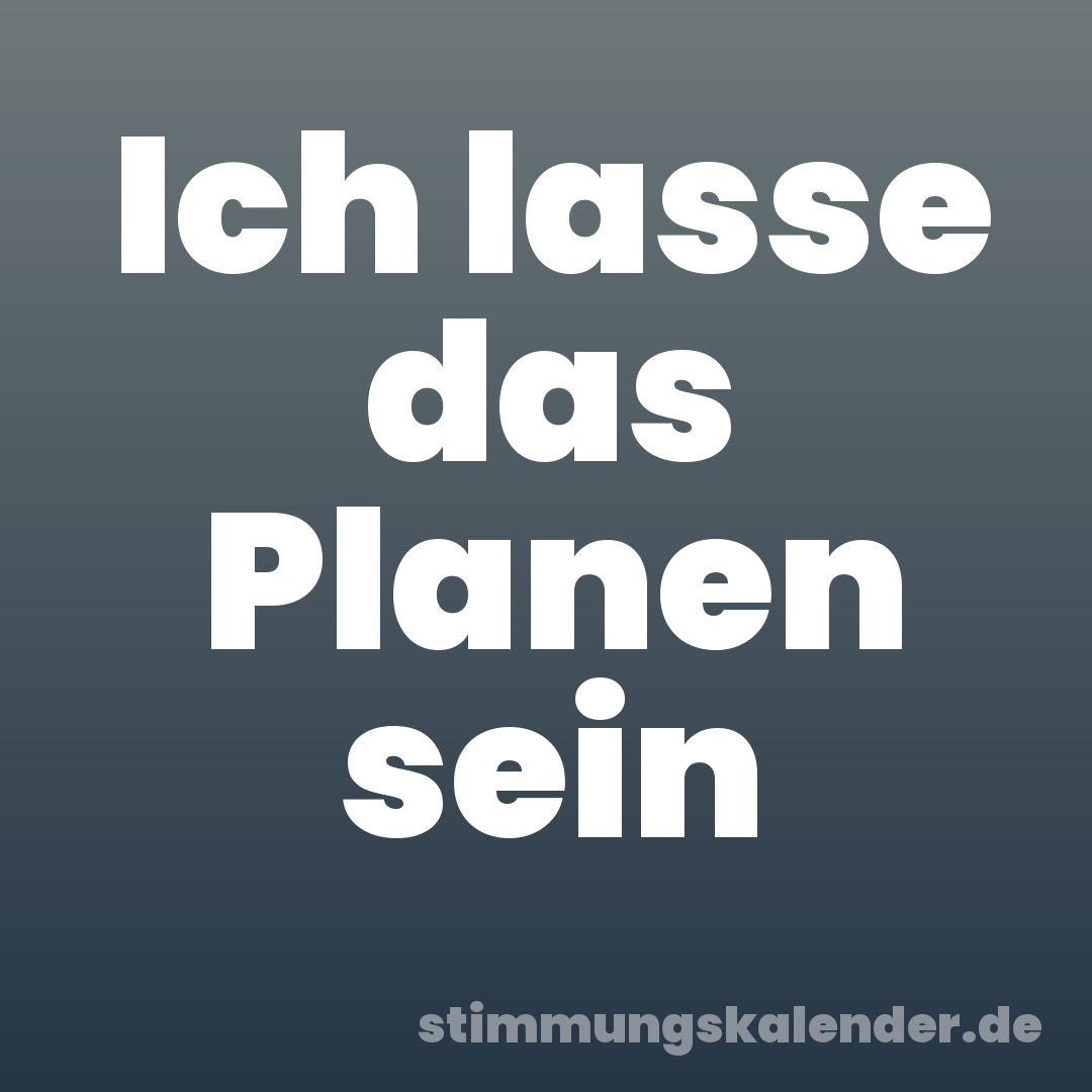 Ich lasse das Planen sein