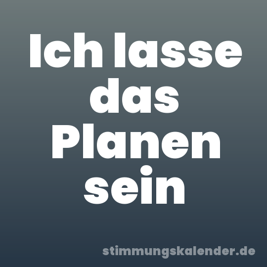 Ich lasse das Planen sein