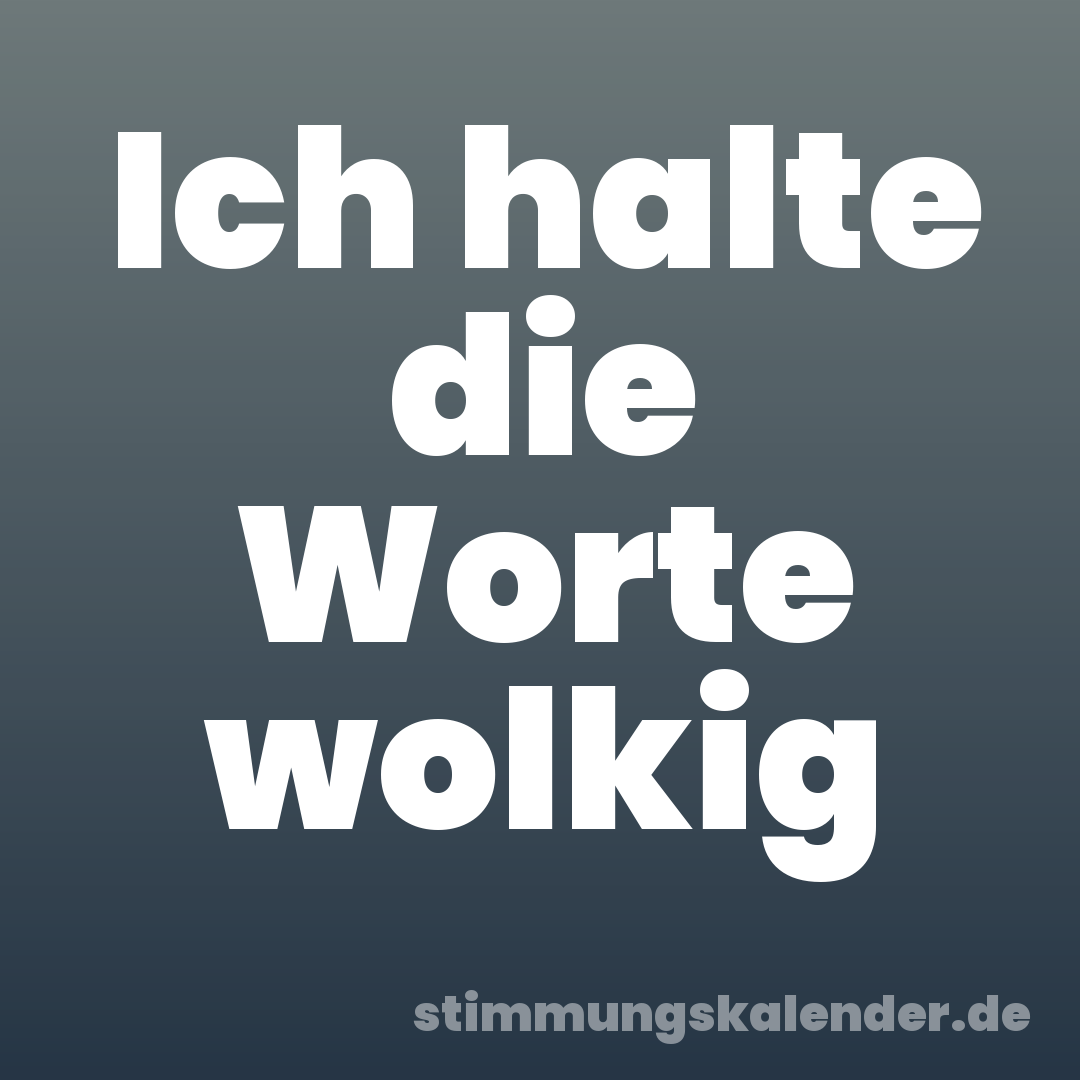 Ich halte die Worte wolkig