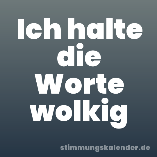 Ich halte die Worte wolkig