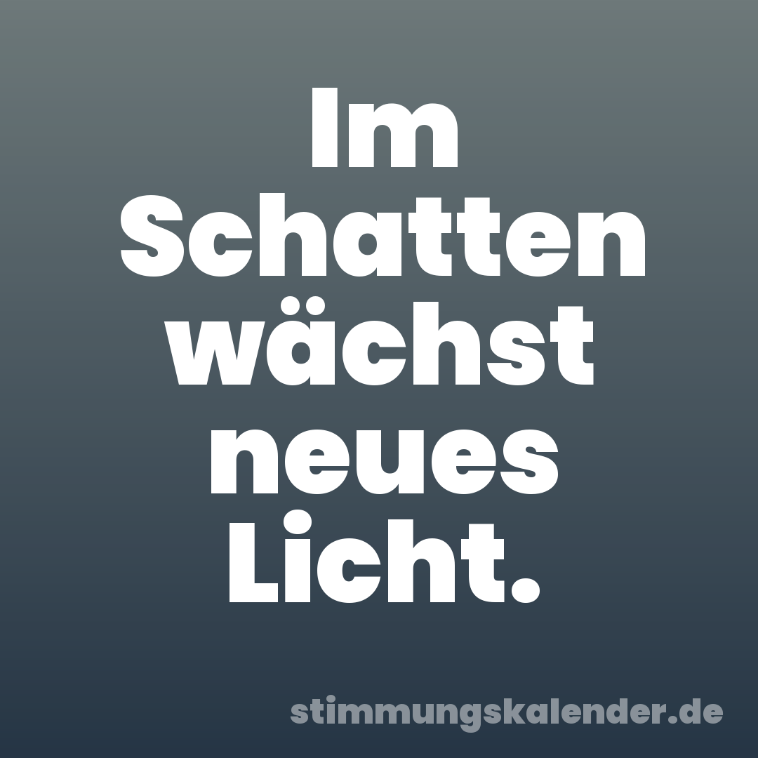Im Schatten wächst neues Licht.