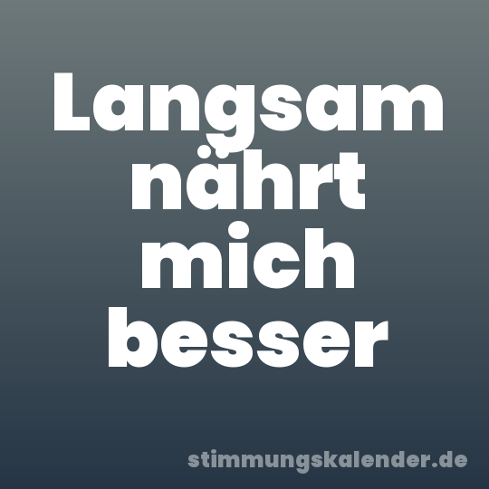 Langsam nährt mich besser