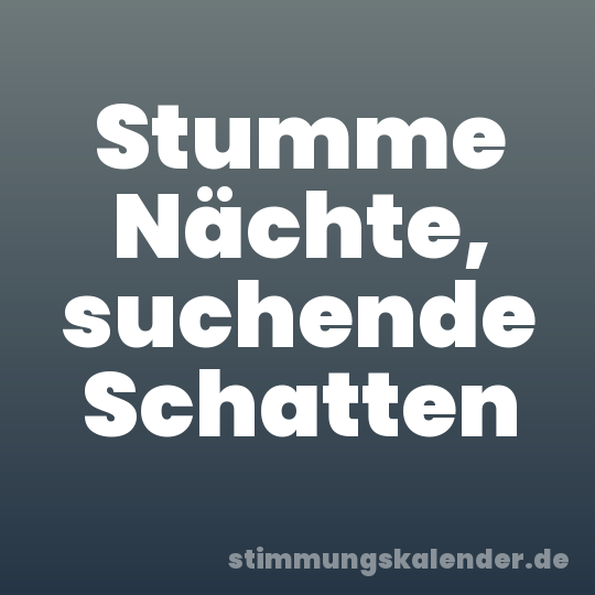 Stumme Nächte, suchende Schatten