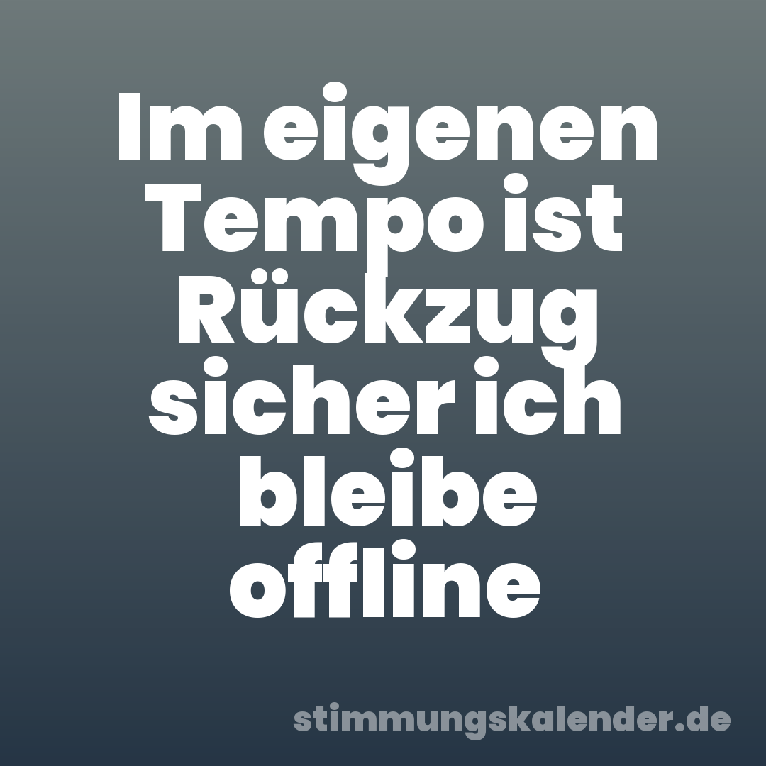 Im eigenen Tempo ist Rückzug sicher ich bleibe offline