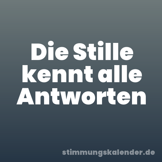 Die Stille kennt alle Antworten