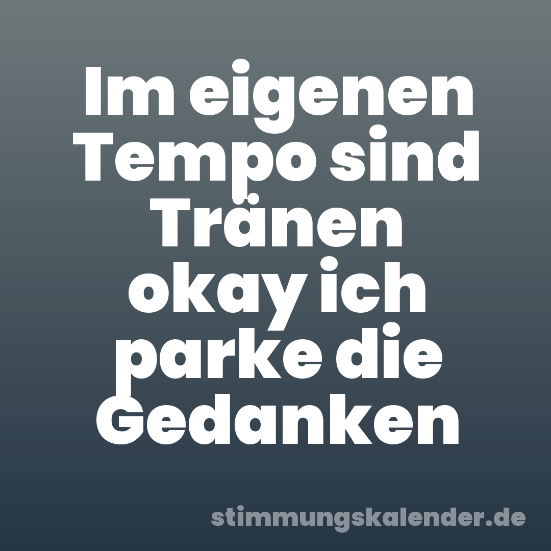 Im eigenen Tempo sind Tränen okay ich parke die Gedanken