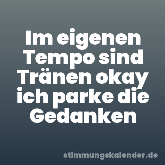 Im eigenen Tempo sind Tränen okay ich parke die Gedanken
