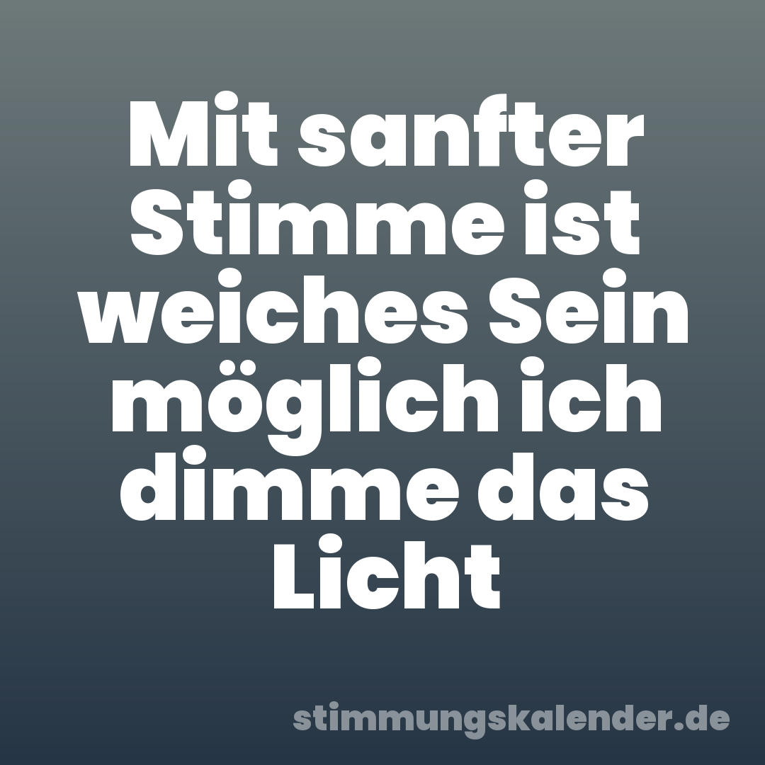 Mit sanfter Stimme ist weiches Sein möglich ich dimme das Licht