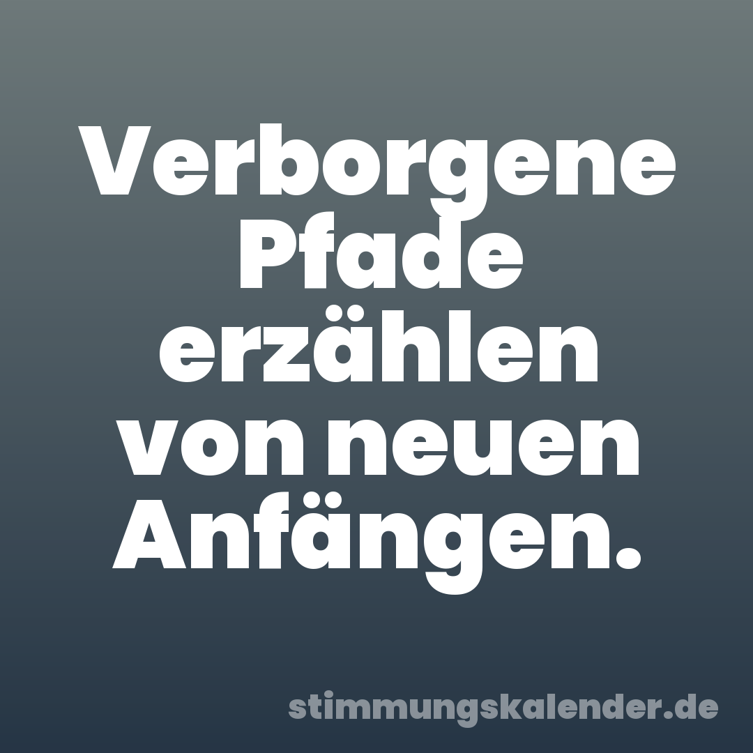 Verborgene Pfade erzählen von neuen Anfängen.