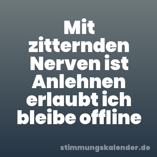 Mit zitternden Nerven ist Anlehnen erlaubt ich bleibe offline