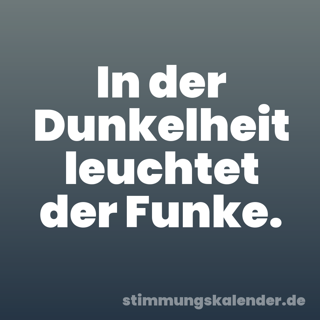 In der Dunkelheit leuchtet der Funke.