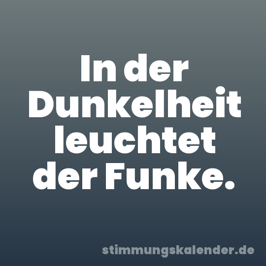 In der Dunkelheit leuchtet der Funke.